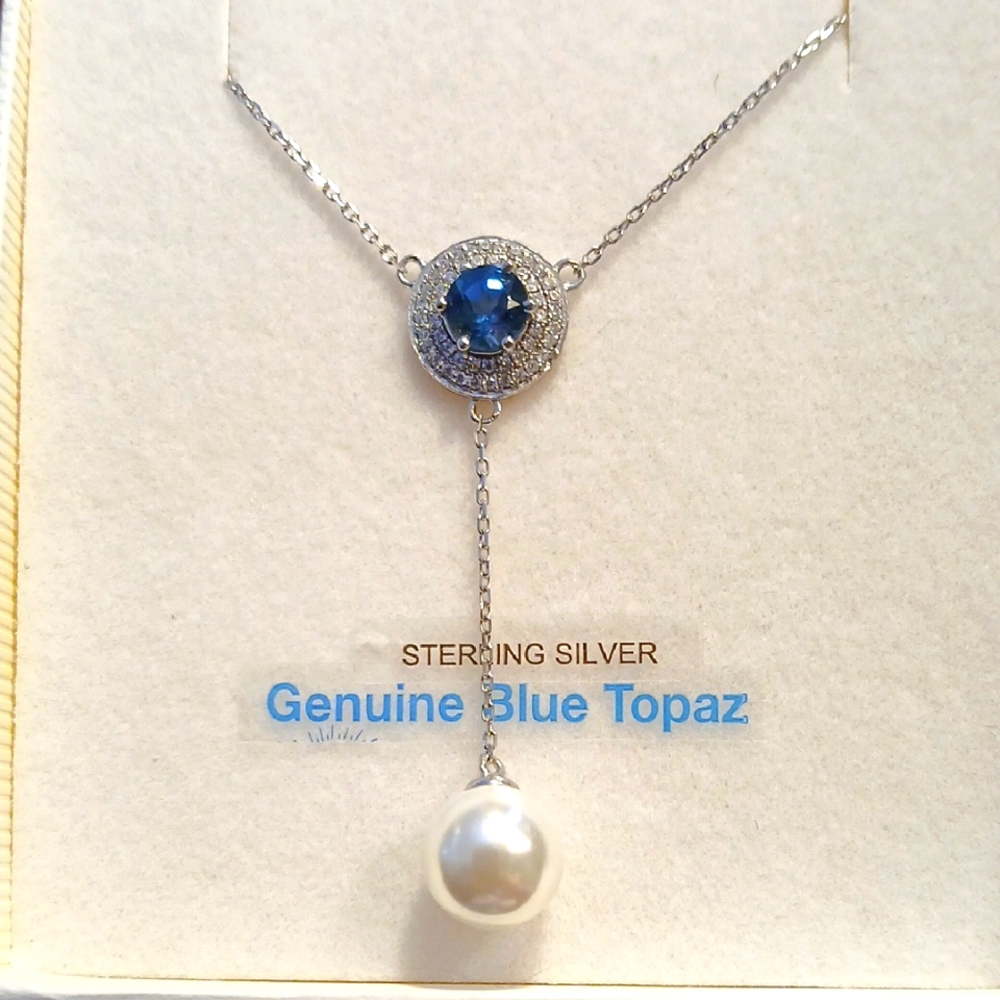 Sterling Silver Blue Topaz Necklace